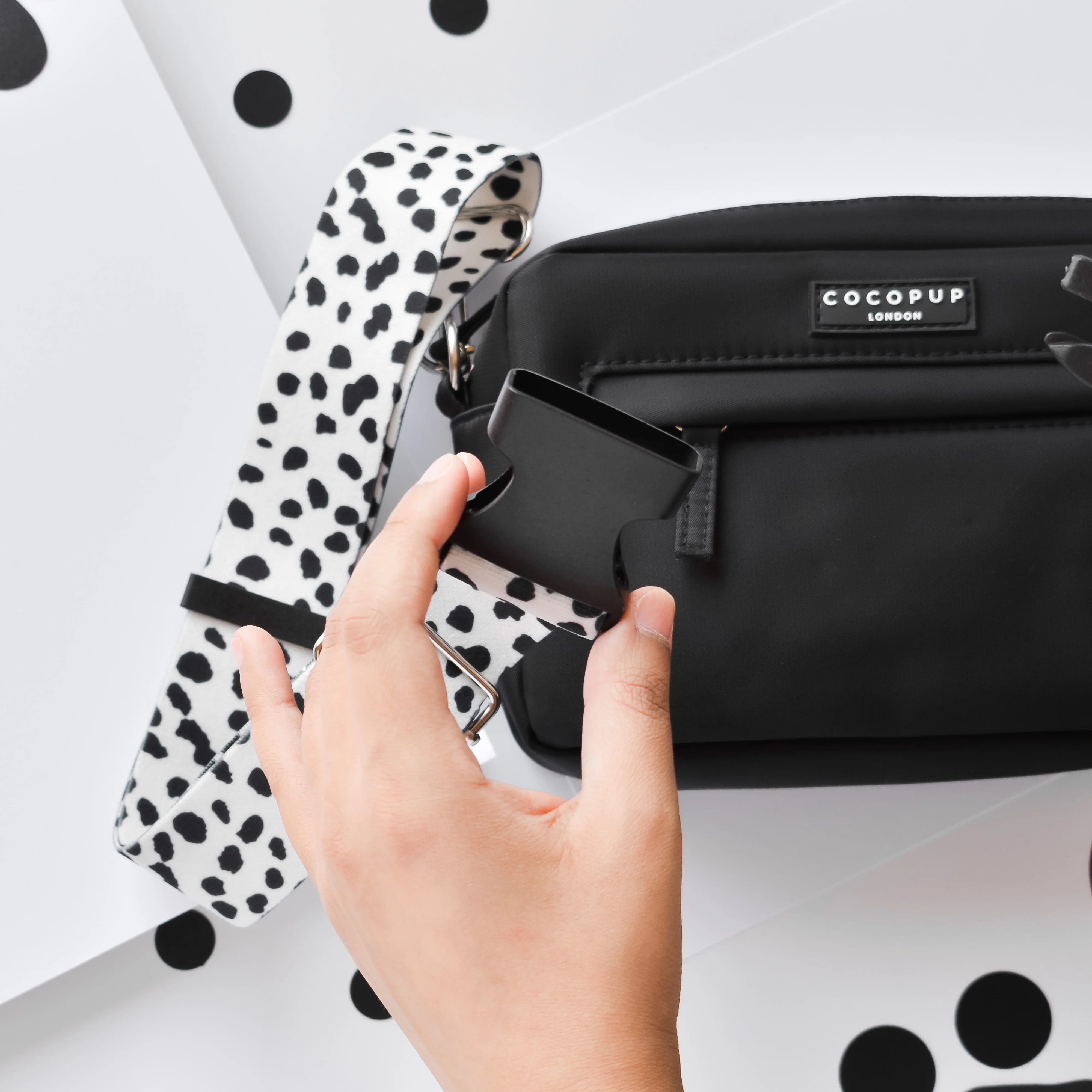Bum Bag Strap - Monochrome Spots - Image 18