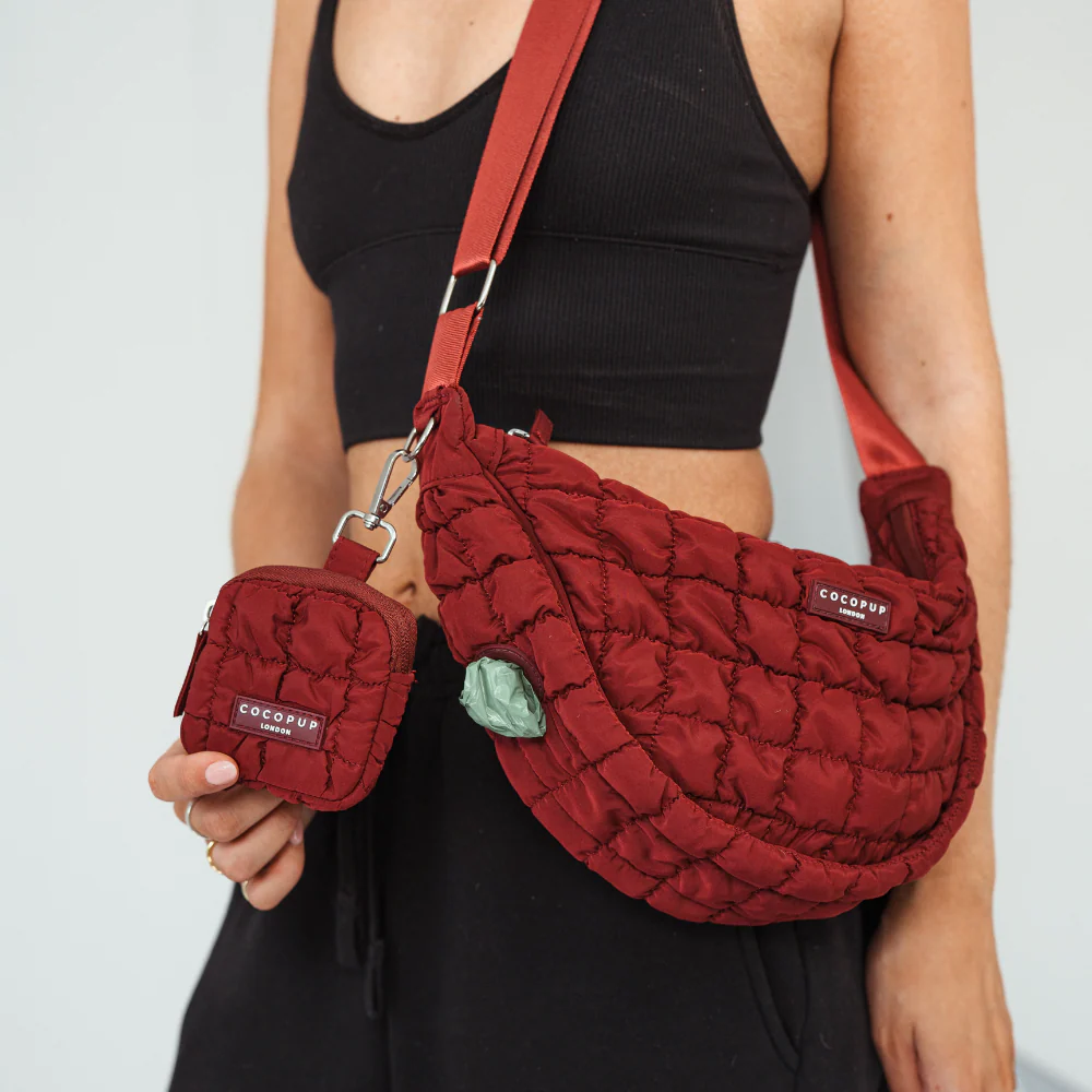 Crossbody Crescent Dog Walking Bag Bundle - Merlot - Image 8