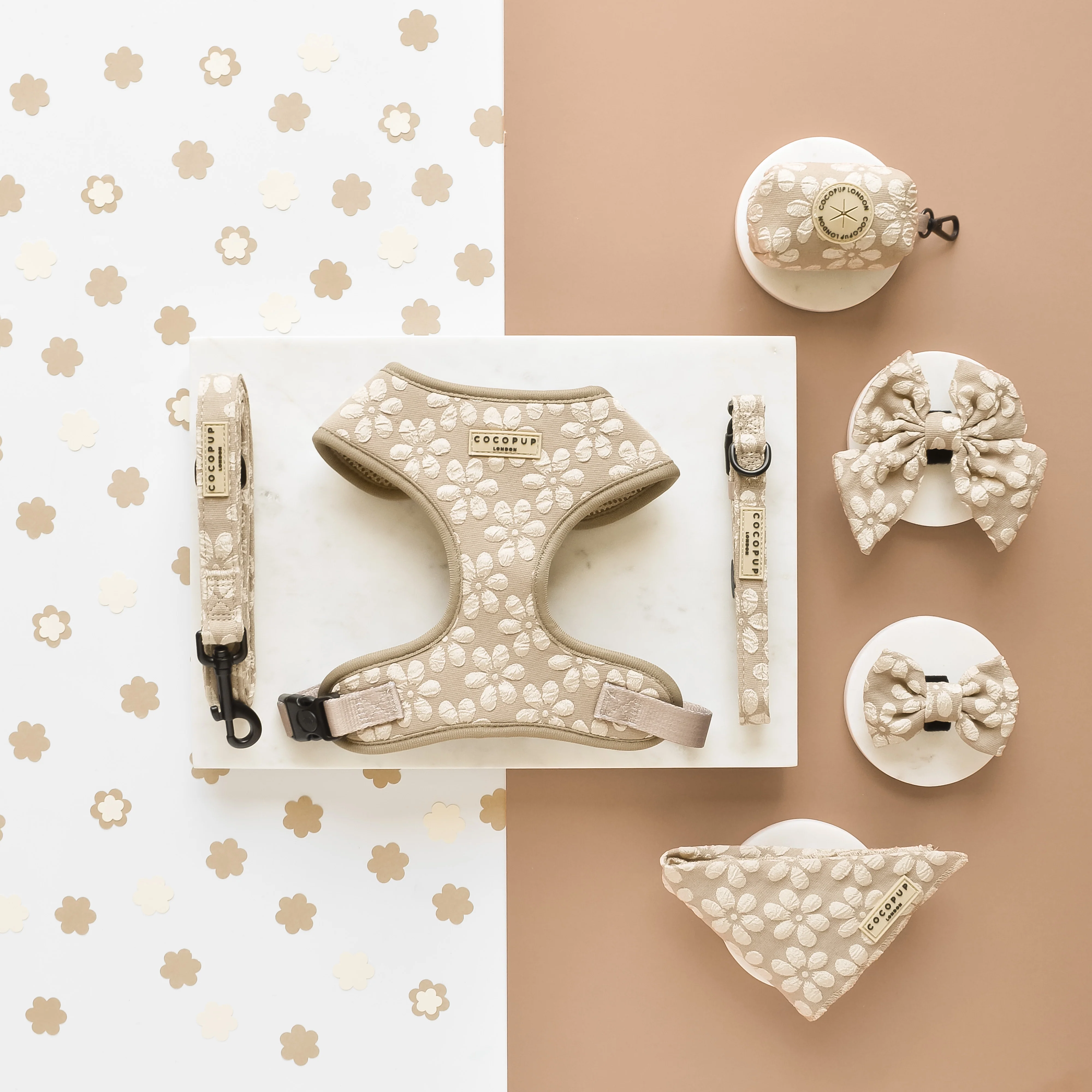 Luxe Adjustable Neck HARNESS - Mocha Flower - Image 6
